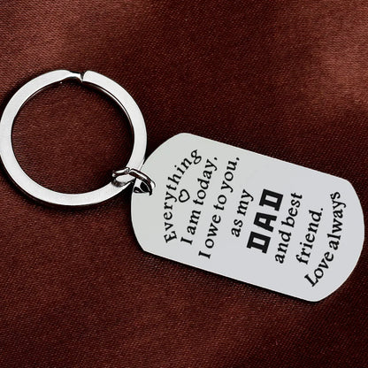 Parents Christmas Gift Stainless Steel Lettering Everything Today I Owe... Keychain