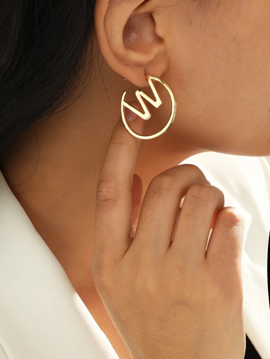 Paris Hollow Letter Semicircle Design Styling C-Shaped Earrings