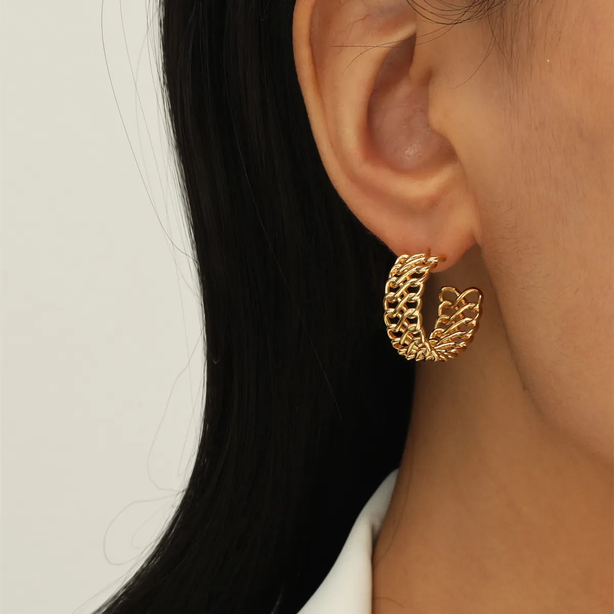 Paris Hollow Letter Semicircle Design Styling C-Shaped Earrings