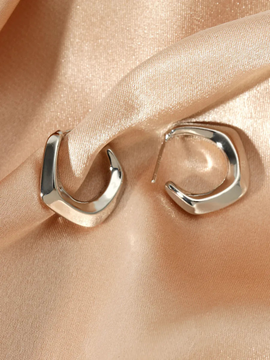 Paris Hollow Letter Semicircle Design Styling C-Shaped Earrings