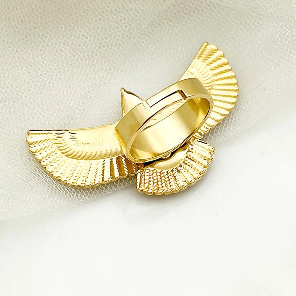 Pastoral Artistic Streetwear Bird Stainless Steel Polishing Plating Inlay Turquoise Gold Plated Open Rings