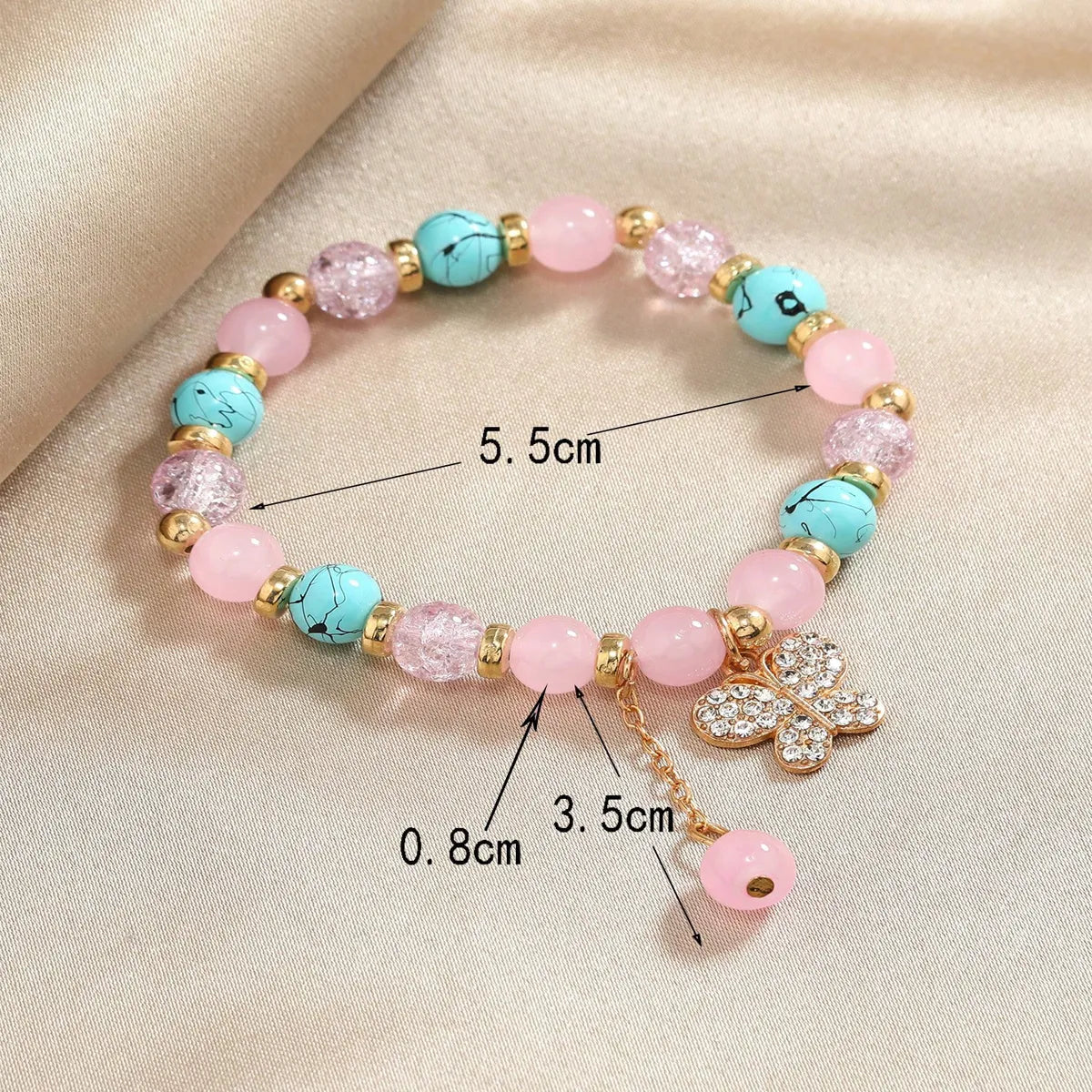 Pastoral Butterfly Alloy Glass Beaded Rhinestones Women'S Bracelets