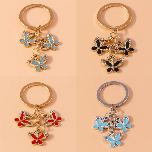 Pastoral Butterfly Alloy Inlay Rhinestones Keychain