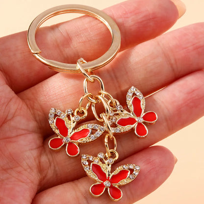 Pastoral Butterfly Alloy Inlay Rhinestones Keychain