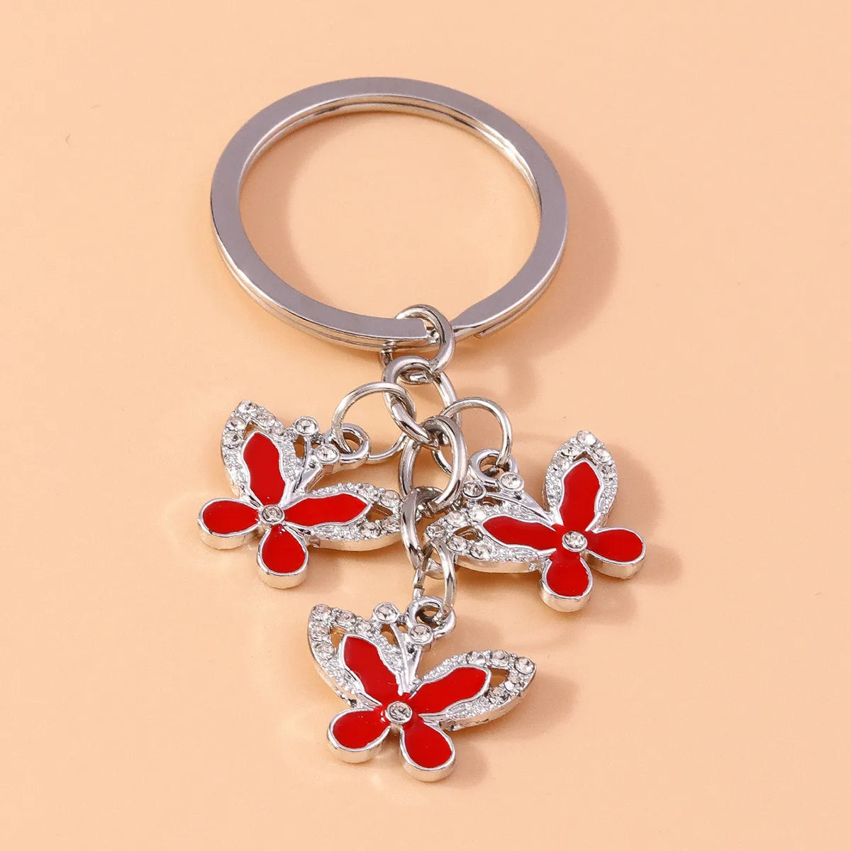 Pastoral Butterfly Alloy Inlay Rhinestones Keychain