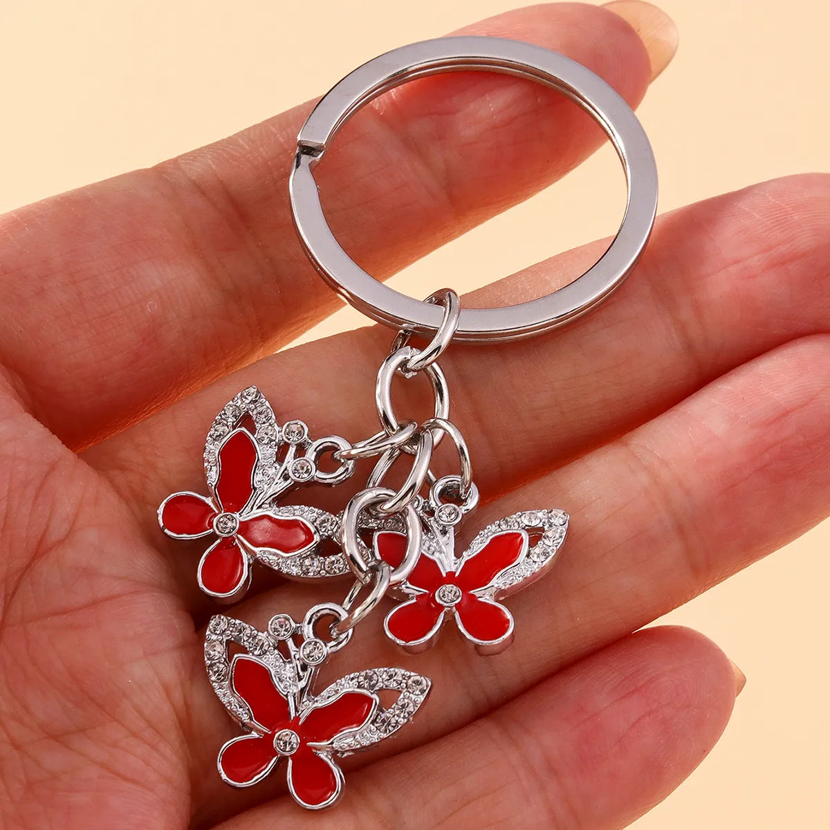 Pastoral Butterfly Alloy Inlay Rhinestones Keychain