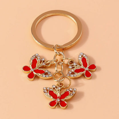 Pastoral Butterfly Alloy Inlay Rhinestones Keychain