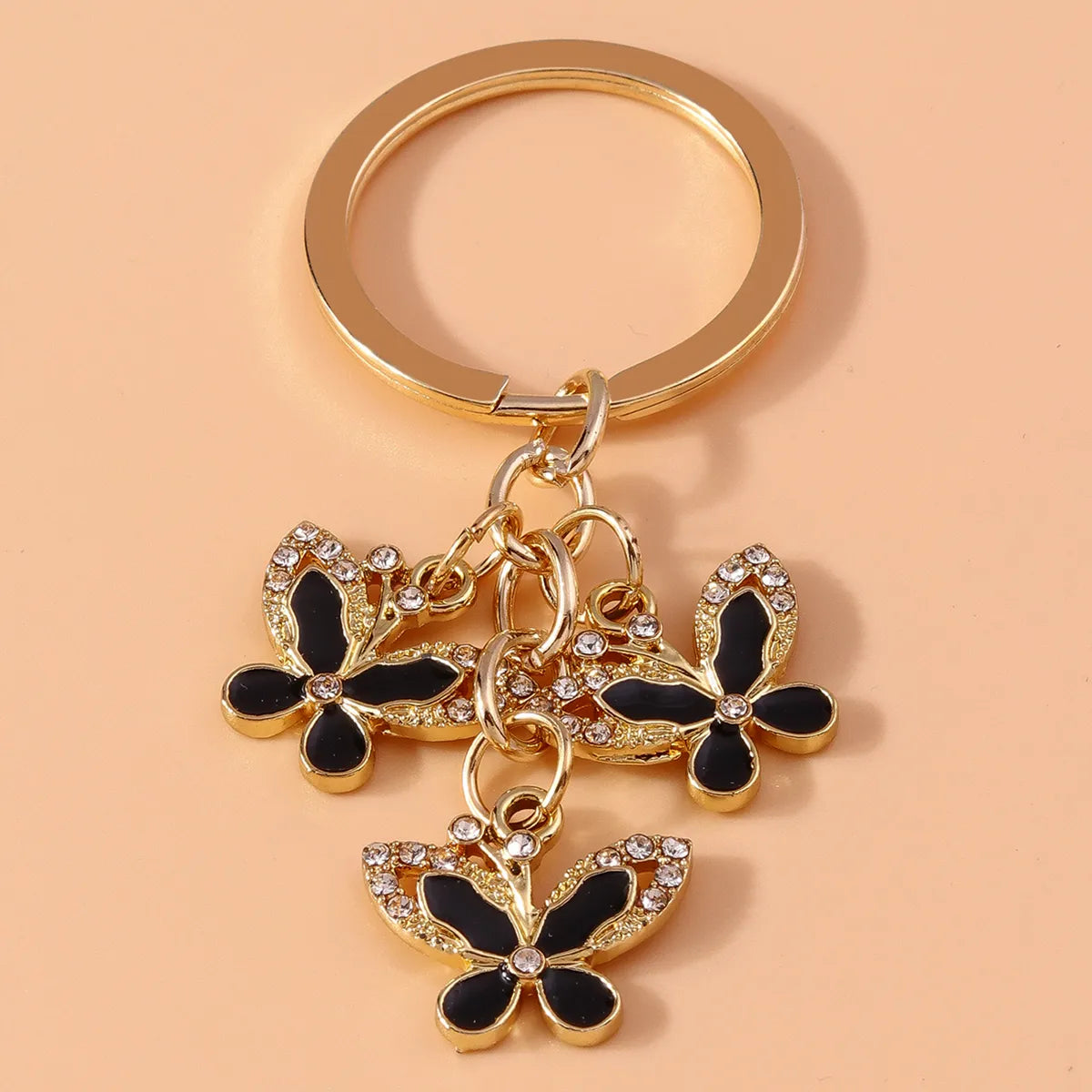 Pastoral Butterfly Alloy Inlay Rhinestones Keychain