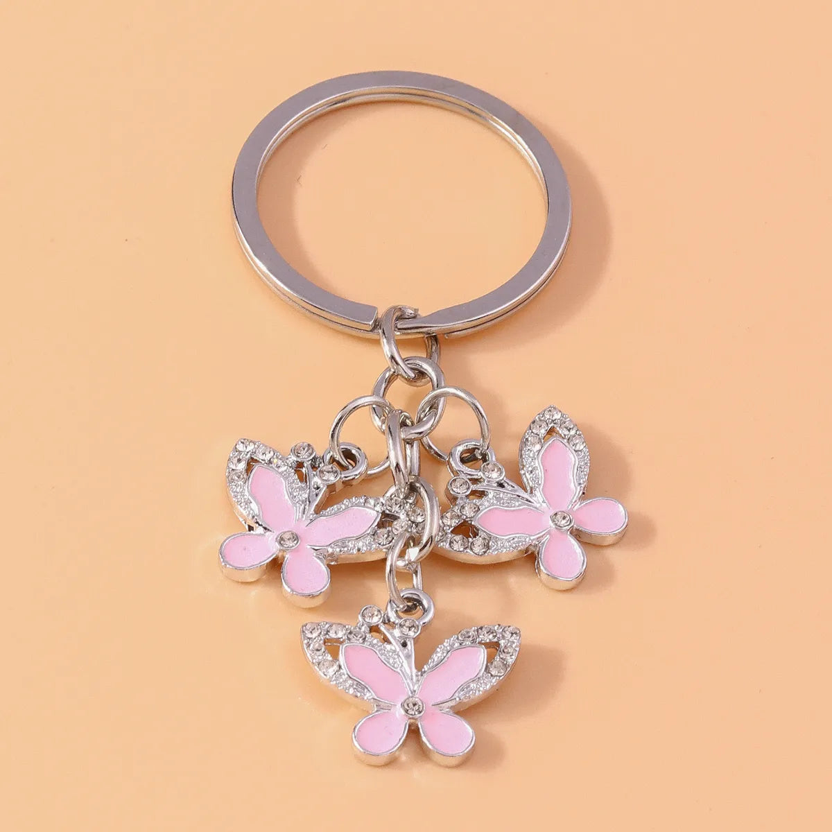 Pastoral Butterfly Alloy Inlay Rhinestones Keychain