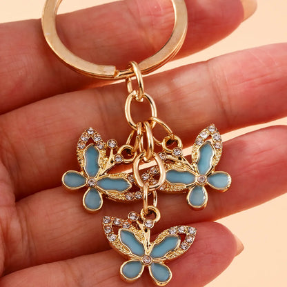 Pastoral Butterfly Alloy Inlay Rhinestones Keychain