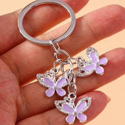 Pastoral Butterfly Alloy Inlay Rhinestones Keychain