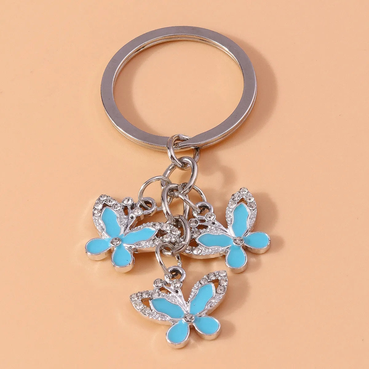 Pastoral Butterfly Alloy Inlay Rhinestones Keychain