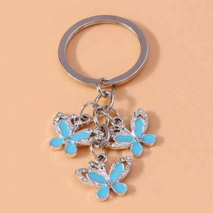 Pastoral Butterfly Alloy Inlay Rhinestones Keychain