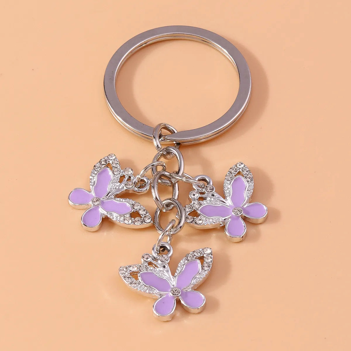 Pastoral Butterfly Alloy Inlay Rhinestones Keychain