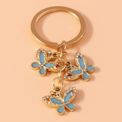 Pastoral Butterfly Alloy Inlay Rhinestones Keychain