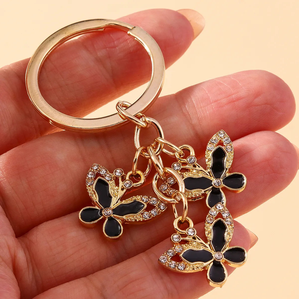 Pastoral Butterfly Alloy Inlay Rhinestones Keychain