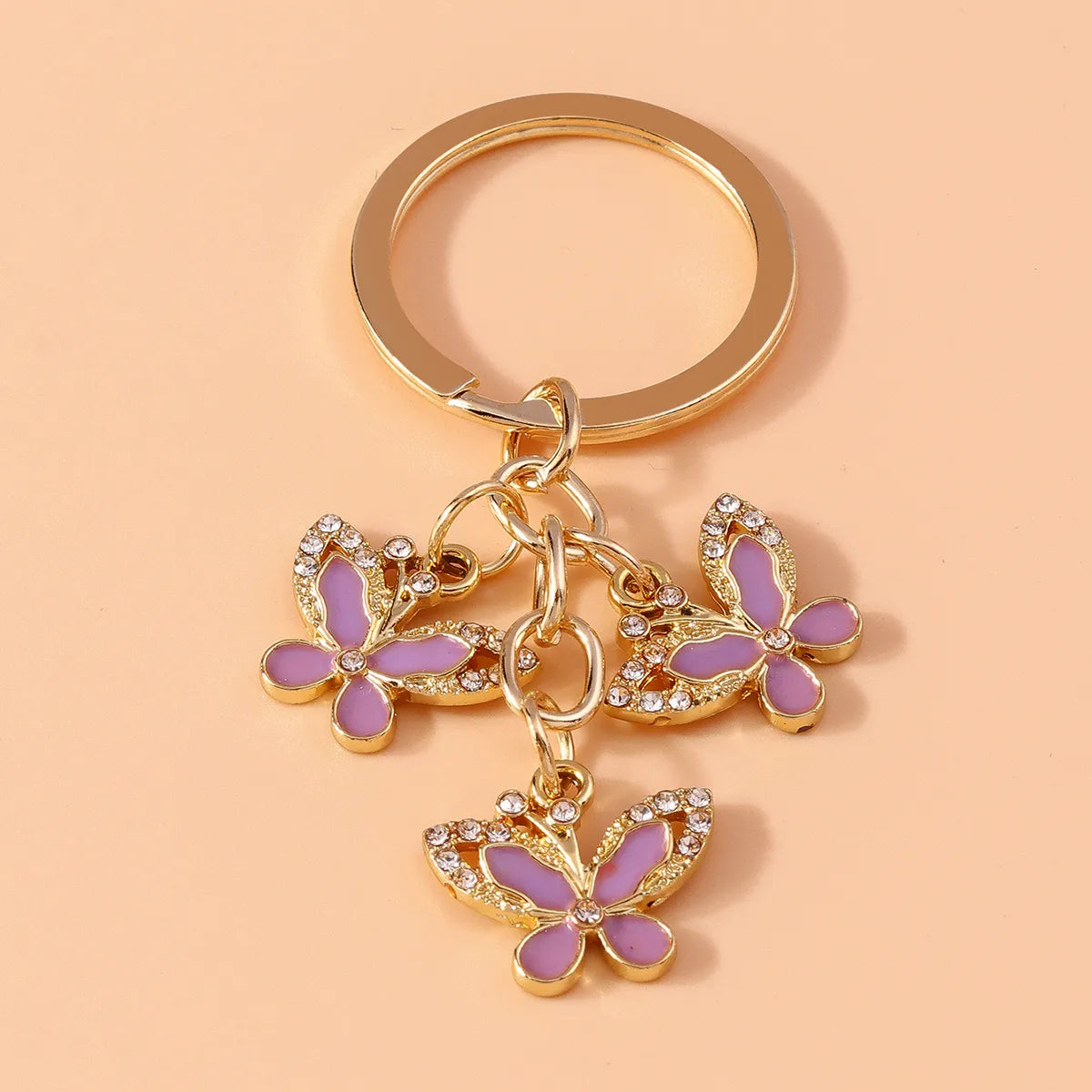 Pastoral Butterfly Alloy Inlay Rhinestones Keychain