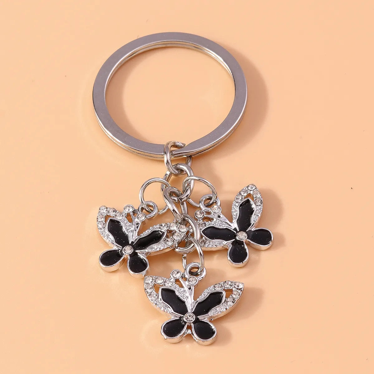 Pastoral Butterfly Alloy Inlay Rhinestones Keychain