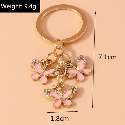 Pastoral Butterfly Alloy Inlay Rhinestones Keychain