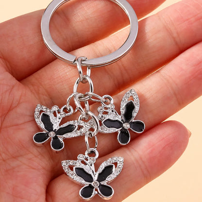 Pastoral Butterfly Alloy Inlay Rhinestones Keychain