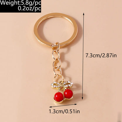 Pastoral Cherry Zinc Alloy Patchwork Keychain