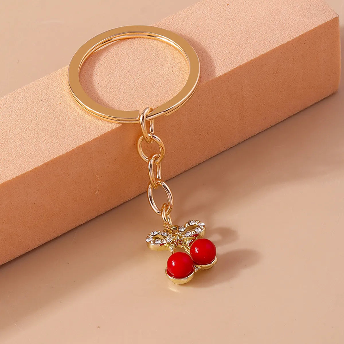 Pastoral Cherry Zinc Alloy Patchwork Keychain