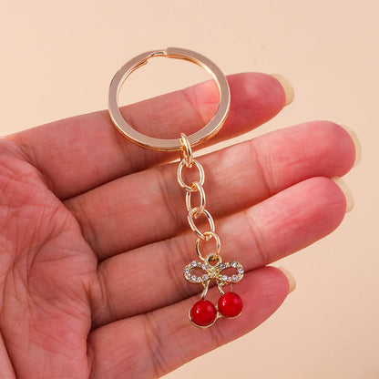 Pastoral Cherry Zinc Alloy Patchwork Keychain