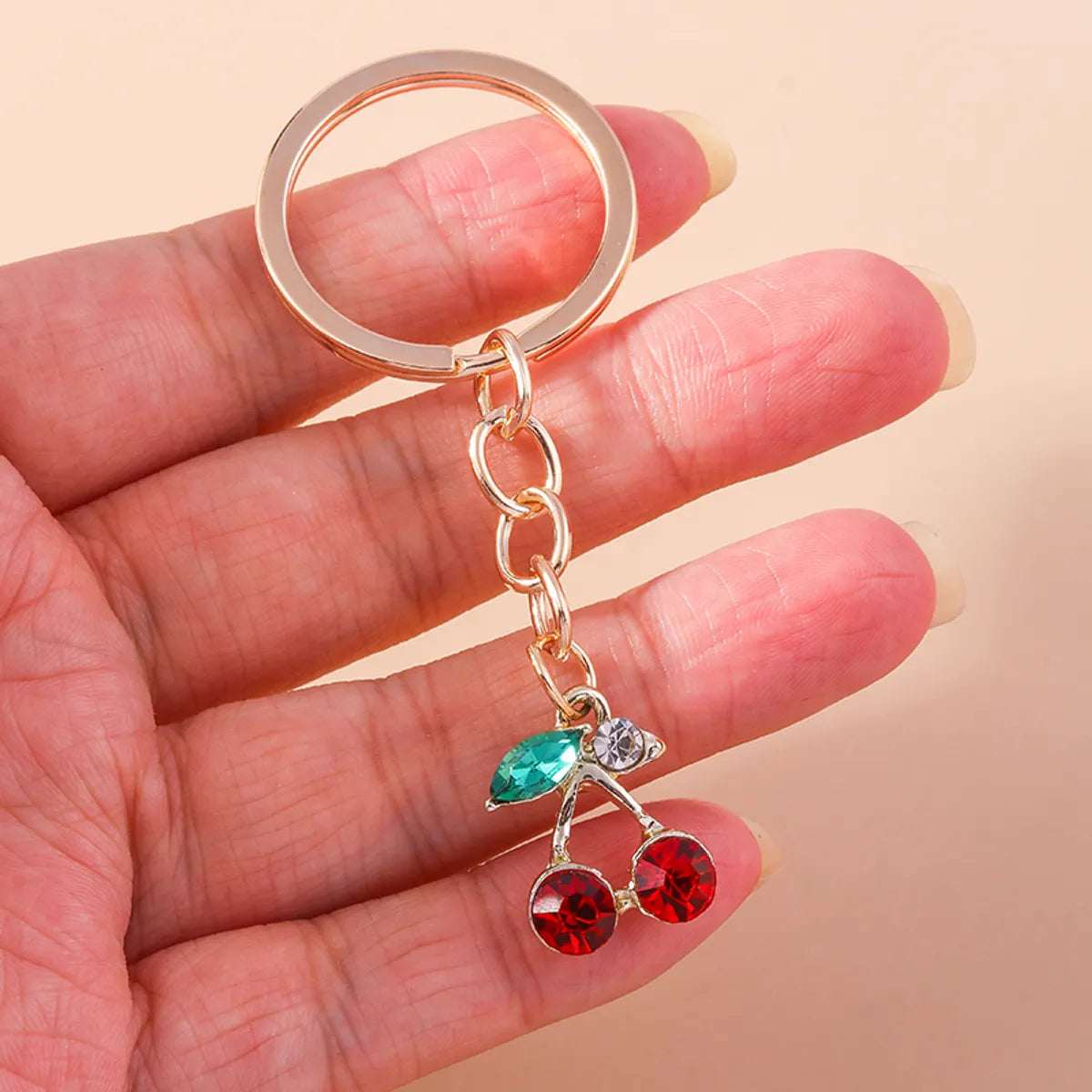 Pastoral Cherry Zinc Alloy Patchwork Keychain