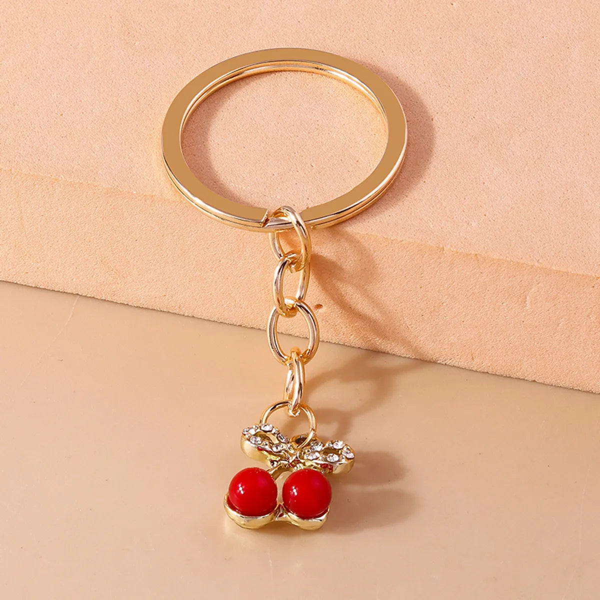 Pastoral Cherry Zinc Alloy Patchwork Keychain