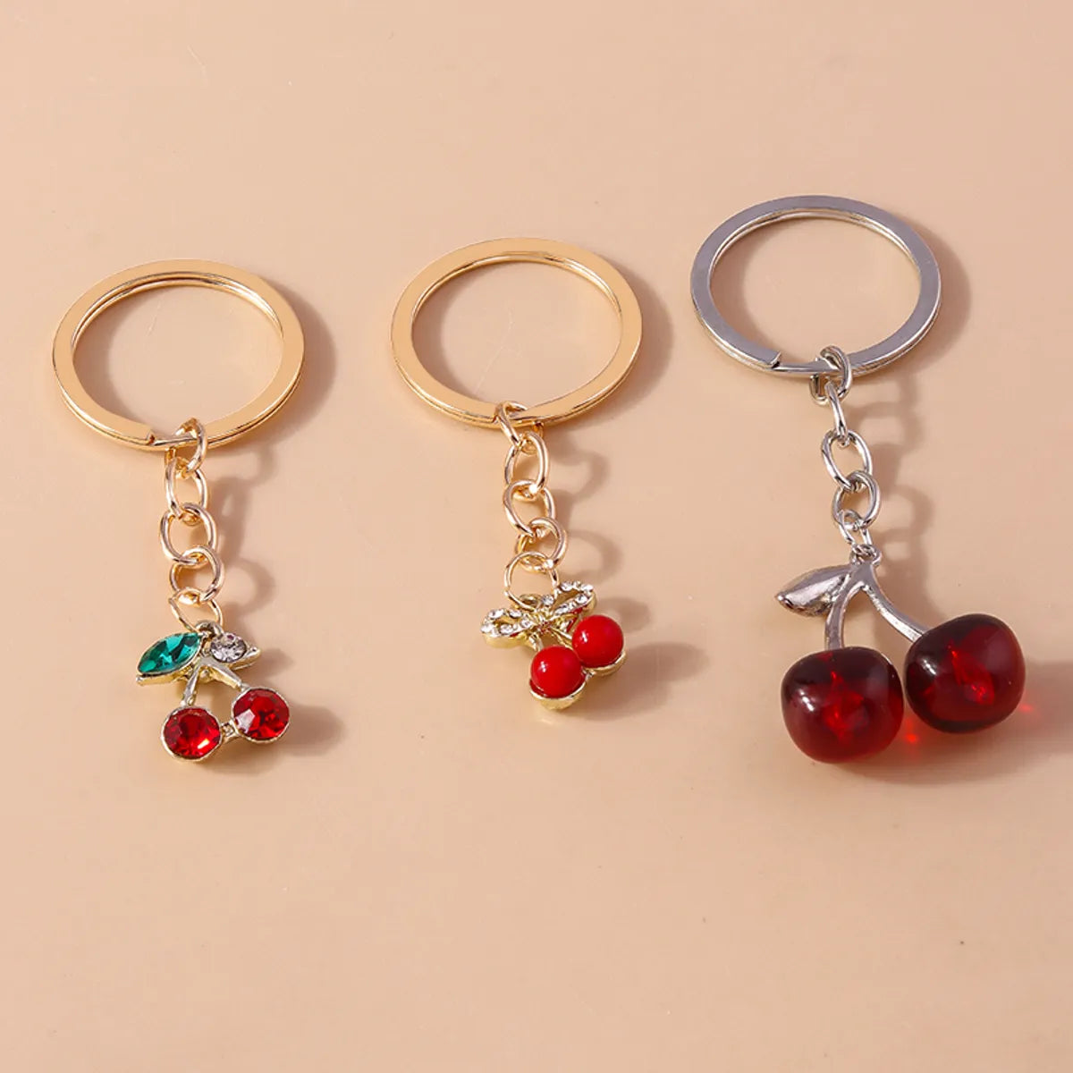 Pastoral Cherry Zinc Alloy Patchwork Keychain