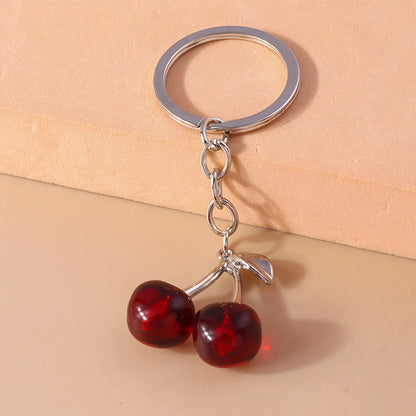 Pastoral Cherry Zinc Alloy Patchwork Keychain