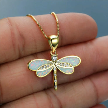 Pastoral Dragonfly Artificial Diamond Alloy Wholesale Pendant Necklace