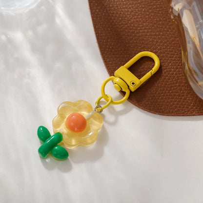 Pastoral Floral Plastic Resin Keychain