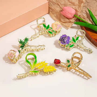 Pastoral Flower Alloy Plating Hair Claws