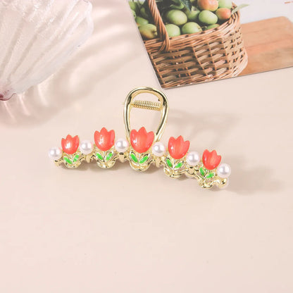 Pastoral Flower Alloy Plating Hair Claws