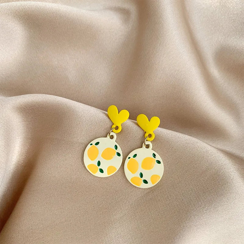 Pastoral Flower Alloy Stoving Varnish Women'S Drop Earrings