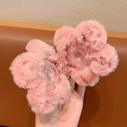 Pastoral Flower Plush Hair Claws