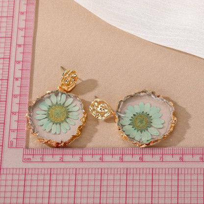 Pastoral Flower Resin Epoxy Plating Women'S Drop Earrings