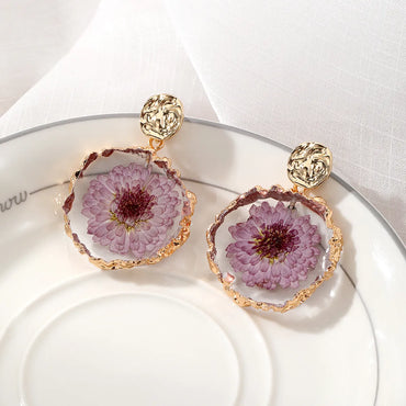 Pastoral Flower Resin Epoxy Plating Women'S Drop Earrings