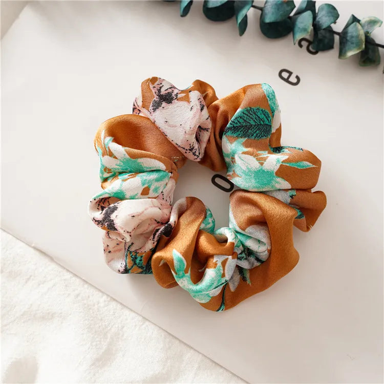 Pastoral Flower Satin Hair Tie