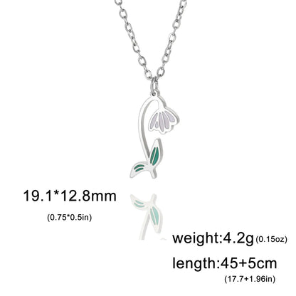 Pastoral Flower Stainless Steel 18k Gold Plated Pendant Necklace In Bulk