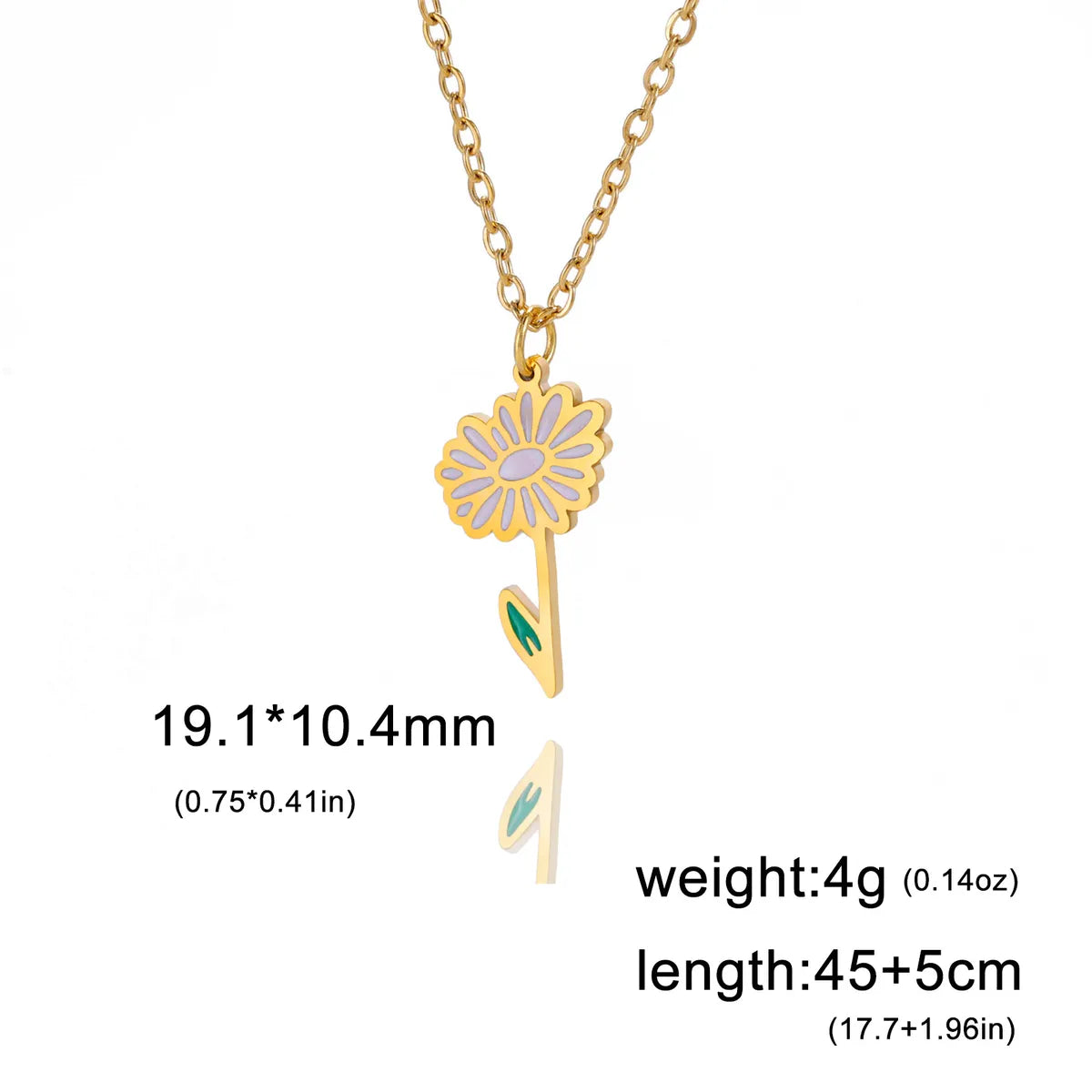 Pastoral Flower Stainless Steel 18k Gold Plated Pendant Necklace In Bulk