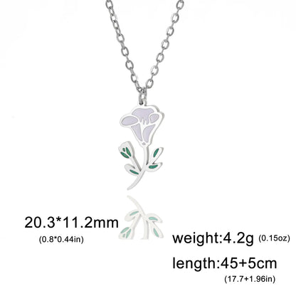 Pastoral Flower Stainless Steel 18k Gold Plated Pendant Necklace In Bulk