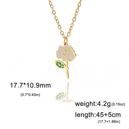 Pastoral Flower Stainless Steel 18k Gold Plated Pendant Necklace In Bulk