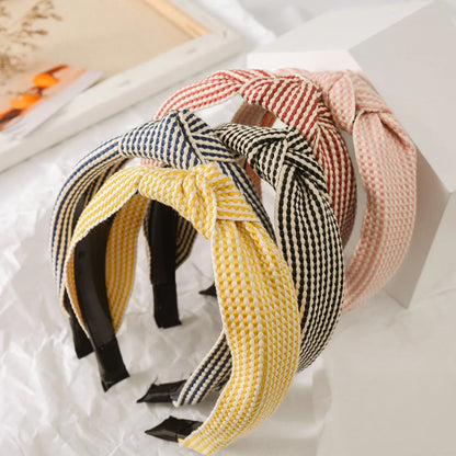 Pastoral Grid Cloth Bowknot Hair Band