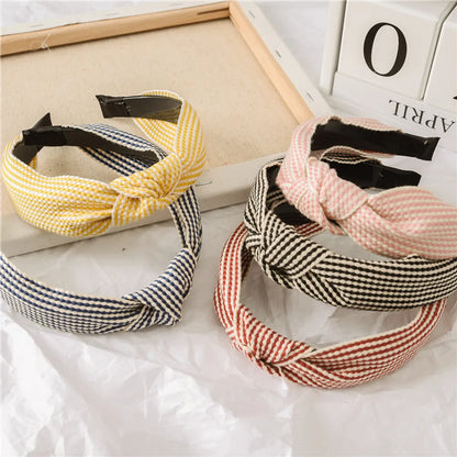 Pastoral Grid Cloth Bowknot Hair Band