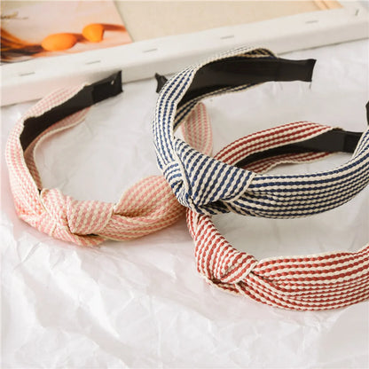 Pastoral Grid Cloth Bowknot Hair Band