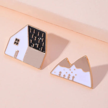 Pastoral House Alloy Plating Brooches