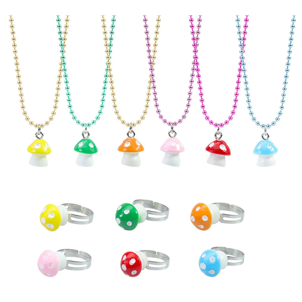 Pastoral Mushroom Mixed Materials Children Unisex Pendant Necklace