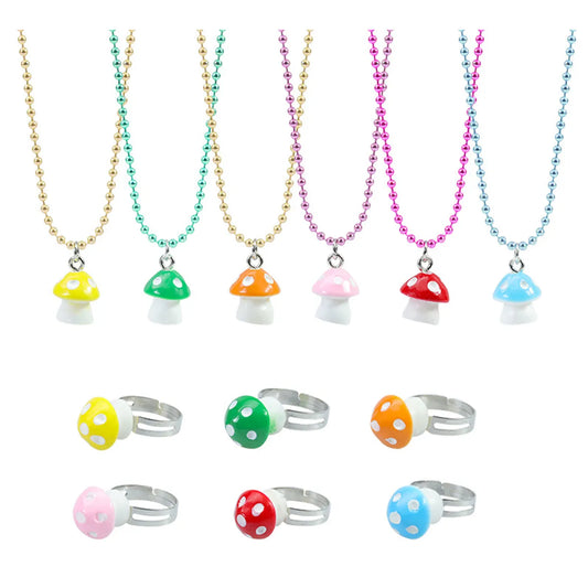 Pastoral Mushroom Mixed Materials Children Unisex Pendant Necklace